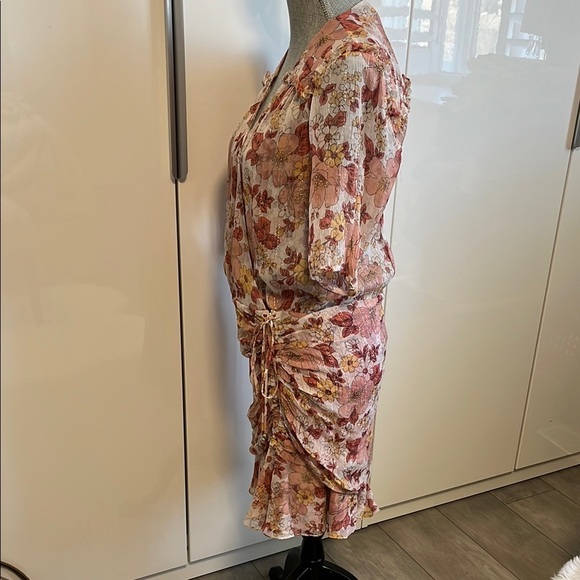 NWOT VERONICA BEARD 100% Silk Dakota Floral Ruched Dress, Size 12 - Picture 10 of 15